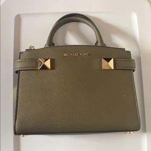 Michael Kors Karla olive green crossbody satchel